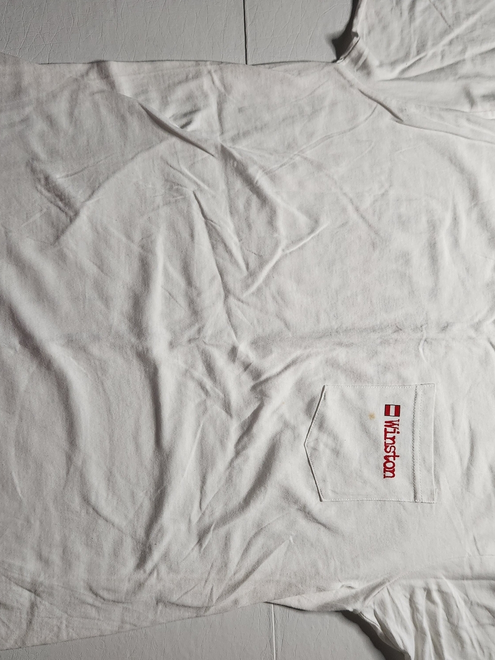 Winston White Pocket Tee with Red Logo